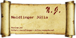 Neidlinger Júlia névjegykártya