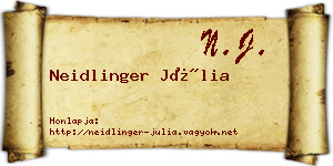 Neidlinger Júlia névjegykártya